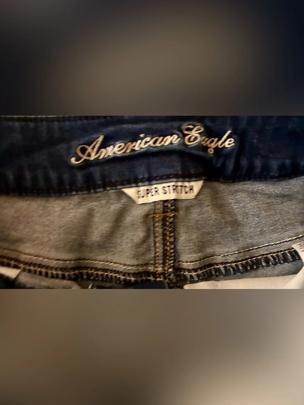 American Eagle Outfitters Dark Blue Distressed Cuffed Denim Shorts🌸